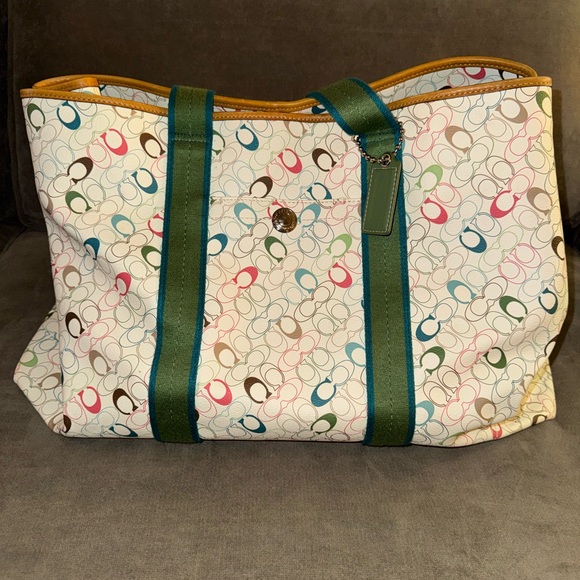 Coach Multicolor Signature Tote Bag C1068-F15161 Like New